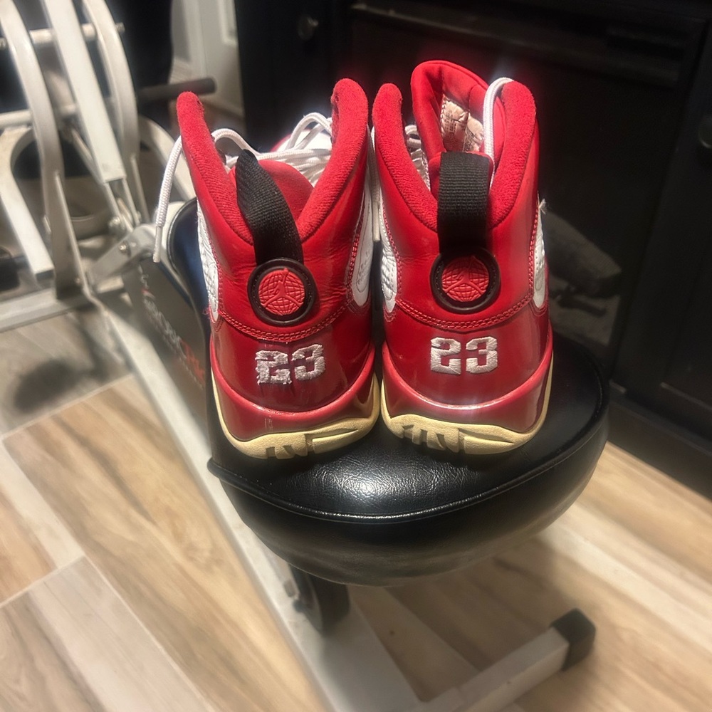 Red and White Sneakers Air Jordan’s. Retro 9 size 10.5 - Picture 3 of 6